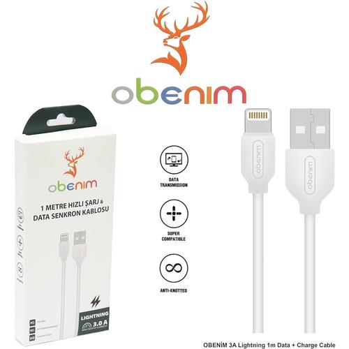 İphone Uyumlu Hızlı Şarj Kablosu 3.0 A / Data Şarj Kablosu / Hızlı Senkronizasyon / Lightning Uyumlu Kablo / Tüm İphone Modelleri ile Tam Uyumlu / Lightning Uyumlu USB Kablosu / Dayanıklı Ürün (1m)