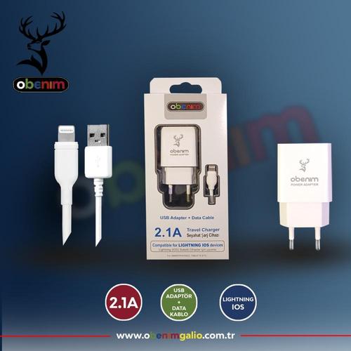 OBENIM LIGHTNING IOS (İPHONE) 2.1A ŞARJ CİHAZI 1 METRE